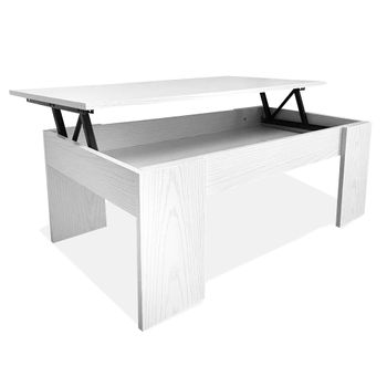 Mesa De Centro Elevable Nyana Home Artik White Resistente Facil Limpieza Diseño Moderno