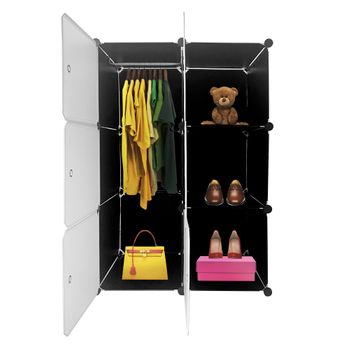 Armario Vestidor Cube Personalizable Boxed Basic Nyana Home 6 Cubos/puertas Organización Del Hogar Perchero Zapatero 110x75x47cm Negro