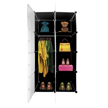 Armario Vestidor Cube Personalizable Boxed Simply Nyana Home 8 Cubos/puertas Organización Del Hogar Perchero Zapatero 147x75x47cm Negro