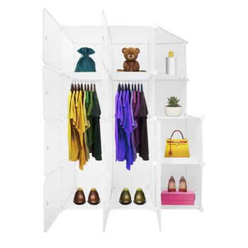 Armario Vestidor Cube Personalizable Boxed Nyana Home 10 Cubos/puertas Organización Del Hogar Perchero Zapatero 147x110x47cm Blanco