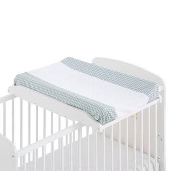 Cambiador Bebe Maya De Madera Cuna Y Maxicuna + Cambiador Plastificado + Funda Rizo Impermeable 100% Lavable. Eucaliptus Vichy