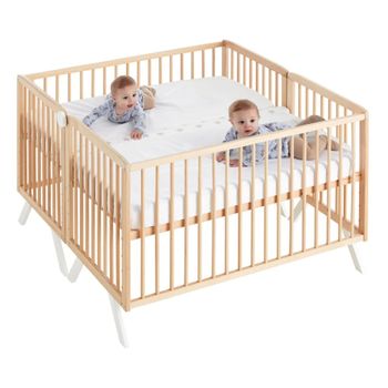 Mini cuna de tijera de madera Lucía Choco celeste. DOSEL NO INCLUIDO -  Serie 27 Lucía Celeste en Babyline