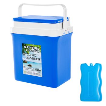 Nevera Portatil De Acampada, Camping Y Playa, Con Asa Resistente Y Cierre Hermético. Regalo Acumulador De Frío. Capacidad 18l - Color Azul