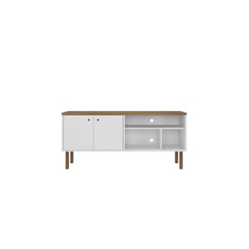 Mueble TV Bob 3 cajones 2 Huecos Blanco/Roble, Madera Maciza