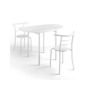 Pack Mesa De Cocina Extensible  Leva Con 2 Sillas - Blanco