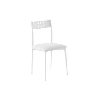 Pack 2 Sillas Cocina - Modelo Xara White - Asiento Polipiel Blanco - Estructura Metal