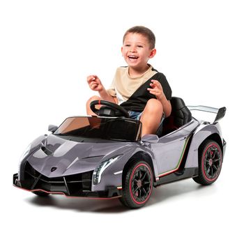 Lamborghini Veneno 12v Gris - Coche Eléctrico Infantil Para Niños Batería 12v Con Mando Control Remoto