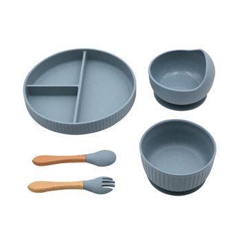 Set De Cuchara, Tenedor Y Plato Vaso Azul Happy Steps