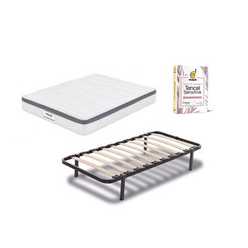 Pack De Base Tapizada Beige + Colchón Viscoelástico De 135x190 Con 1  Almohada Nordic De 135 Cm - Incluye Montaje con Ofertas en Carrefour