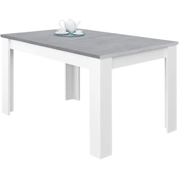 Mesa Extensible Madera Aglomerada 140-190 X 90 X 78 Cm Kendra Color Blanco Cemento