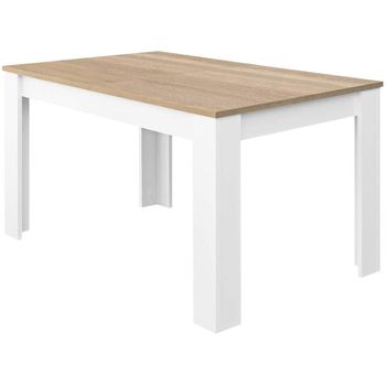 Mesa Extensible Madera Aglomerada 140-190 X 90 X 78 Cm Kendra Color Blanco Roble