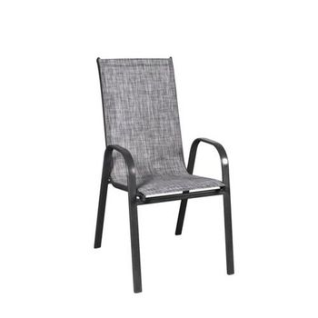 Pack De 6 Silla  Apilable Para Terraza Y Jardín 92x70x55cm  Estructura De Metal Y Cuerpo De Lona Gris