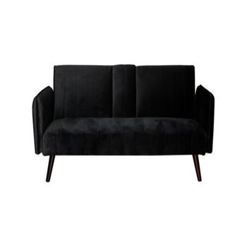 Sofá Cama 2 Plazas Click Clac Roma Reposa Vaso Terciopelo 183x74cm Negro