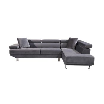 Sofa Rinconera Chaise Longue Executive Gris 262x190cm Vista De Frente Lado Derecho