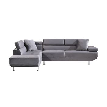 Sofa Rinconera Chaise Longue Executive Gris 262x190cm Vista De Frente Lado Izquierdo