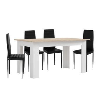 Pack Mesa De Comedor O Cocina Admiral + 4 Sillas En Polipiel/metal C05