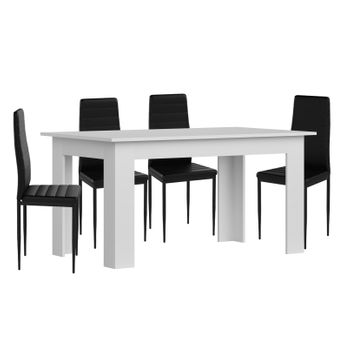 Pack Mesa De Comedor O Cocina Admiral + 4 Sillas En Polipiel/metal C05