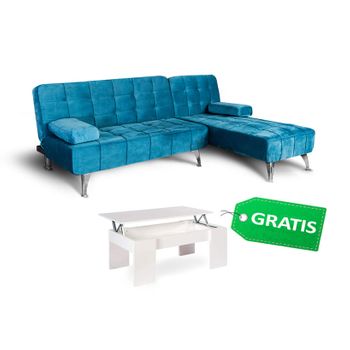 Oferta: Sofa Cama Chaise Longue Xs + Mesa De Centro Gratis