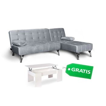 Oferta: Sofa Cama Chaise Longue Xs + Mesa De Centro Gratis