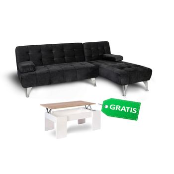 Oferta: Sofa Cama Chaise Longue Xs + Mesa De Centro Gratis