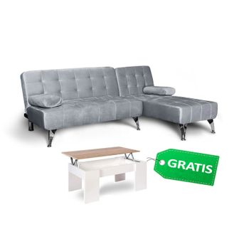 HOMCOM Sofá Cama con Chaise Longue de 3 Plazas Convertible con