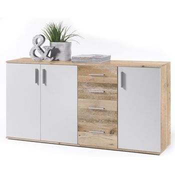 Aparador Práctico Y Elegante Con 2 Puertas En Madera Blanca (80x34,5x85cm)  Wellhome con Ofertas en Carrefour