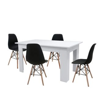 en.casa]® Mesa De Comedor Moderna Para 4 Personas Negra (120x60cm) Mesa De  Cocina con Ofertas en Carrefour