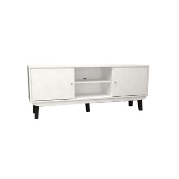 Mesa TV Salon,Mueble de TV hierro y madera contrachapada negro 105x30x45 cm  -CD44095