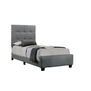 Cama Juvenil Individual Con Somier Emily 90cm Gris + Colchon Viscoelastico De 23 Cm