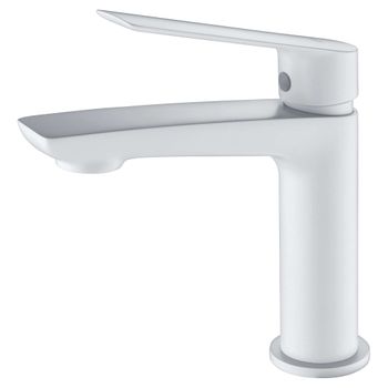 Grifo De Lavabo, Monomando Griferia De Baño, Mezclador Baño Agua Fria/caliente - Serie Luxor Blanco Mate - Bdx023-1bl  - Marca Mice / Imex