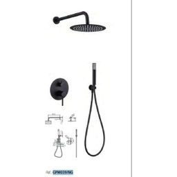 Conjunto De Ducha Empotrado Pared Monomando De 2 Vias Serie Monza Negro Mate - Gpm039/ng   - Marca Mice / Imex