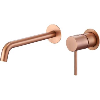 Grifo Empotrado De Lavabo Monomando, Griferia Baño Para Agua Frio/caliente - Serie Monza Oro Rosa Cepillado - Glm039/orc   - Marca Mice / Imex