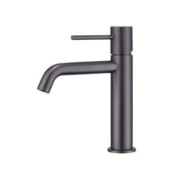 Grifo Monomando De Lavabo Fabricado En Latón - 2 Vias Agua Fria/caliente - Serie Monza Gris Muy Oscuro Satinado Black Gun Metal - Bdm039-1bgm  - Marca Mice / Imex