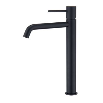 Grifo Monomando De Lavabo Caño Alto Fabricado En Latón - Griferia Baño Serie Monza - Negro Mate - Bdm039-3ng  - Marca Mice / Imex