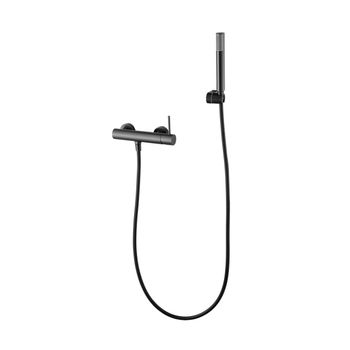 Conjunto De Grifo Monomando De Ducha De Mano Kit De Baño Fabricados En Latón Serie Monza Black Gun Metal/color Gris Oscuro Satinado - Bdm039-5bgm  - Marca Mice / Imex