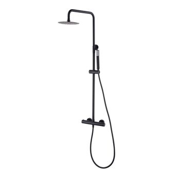 Kibath Columna de ducha extralarga MOL con grifo termostático y tubo  redondo extensible de 100 a 150 cm. ideal con bañera. Rociador y ducha de  mano