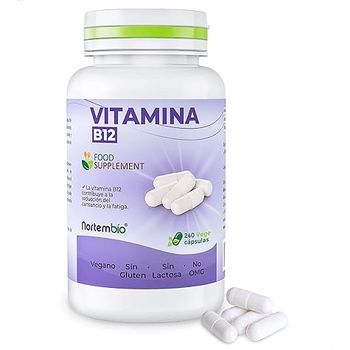 Vitamina B12-240 Cápsulas Vegetales. Nortembio. Sin Conservantes. Función Psicológica Normal