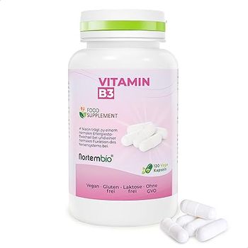 Niacina (vitamina B3) 120 Cápsulas Vegetales. Nortembio. Funcionamiento Normal Del Sistema Nervioso