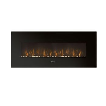 Chimenea Eléctrica Mural 2kw Panorámica En Cristal Templado Negro Con Mando A Distancia