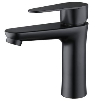 Grifo Lavabo Negro Caño Bajo Essentials Coal Grifers