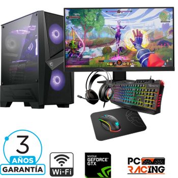 Pc Racing - Ordenador Gaming - Intel Core I5-11400f 2.6 Ghz - Geforce Gtx 1650 Oc Gddr6 Nvidia 4 Gb - 8gb Ram Ddr4 - 256 M.2 Gb Ssd + 1tb Hdd + Wifi +  Windows 11 +monitor 24' + Teclado + Ratón + Alfombrilla + Auriculares Gaming