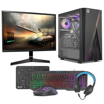 Pc Racing | Ordenador Gaming | Amd Athlon Silver Pro 3125ge 3.4ghz | 8gb Ddr4 Ram | 256gb Ssd + 1tb Hdd | Grafica Gtx 1030 2gb | Monitor 24" Fullhd | Combo Gaming | Windows 11 | 3 Años De Garantia