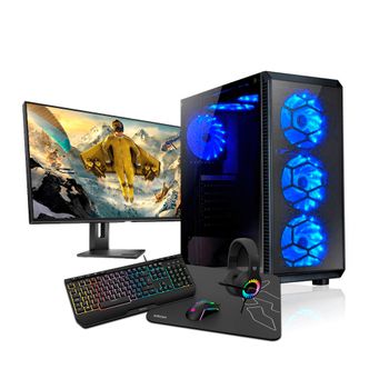 Pc Racing - Pc Gaming Completo - Amd Ryzen 5 4600g 4.2ghz 6 Core - 16gb Ram - 256gb Ssd + 1tb Hdd, Grafica Radeon Vega 7 + Windows 11+ Monitor 24" Full Hd + Teclado + Ratón + 3 Años De Garantia