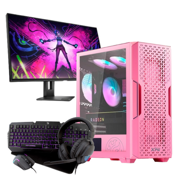 Pc Gaming Completo Rosa Pc Racing Pack - Amd Ryzen 5 8600g, 16gb Ram Ddr5, 1tb Ssd M.2, Windows 11 Pro - Wifi – Bluetooth - Monitor 24" Fullhd – Teclado, Ratón, Alfombrilla Y Cascos