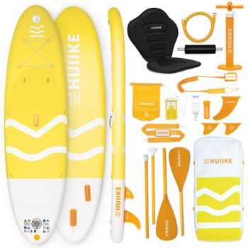 Tabla Paddle Surf Hinchable Con Accesorios, Huiike | Sup Con Remo Doble Uso, Asiento Kayak, Amarilla, 10´