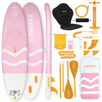 Tabla Paddle Surf Hinchable Con Accesorios, Huiike | Sup Con Remo Doble Uso, Asiento Kayak, Rosa, 10´