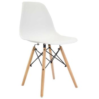 Silla Nórdica De Madera Clara De Arce Con Cojín De Polipiel 58x49x76cm -  Blanco con Ofertas en Carrefour