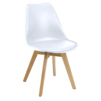 Pack 4 Sillas Nórdica, Silla Comedor Salón, Patas En Madera, Color Blanco  con Ofertas en Carrefour