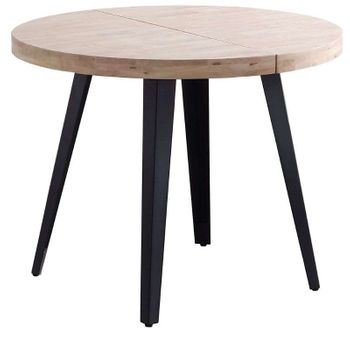 Mesa Redonda Berg Madera Metal Miroytengo 100x100 Cm -roble Y Negro