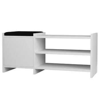 Mueble zapatero con perchero 3 ganchos cajón HOMCOM 80x32x180cm  Blanco_837-371V00WT